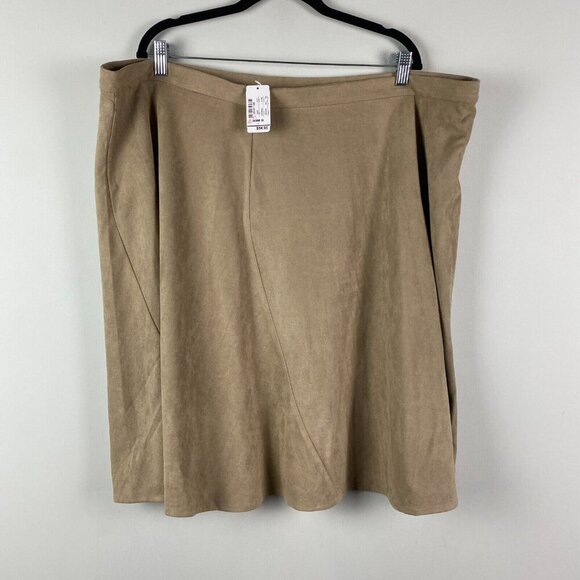 CJ Banks Faux Suede Pull On Skirt Size 3X Tan - Picture 1 of 10
